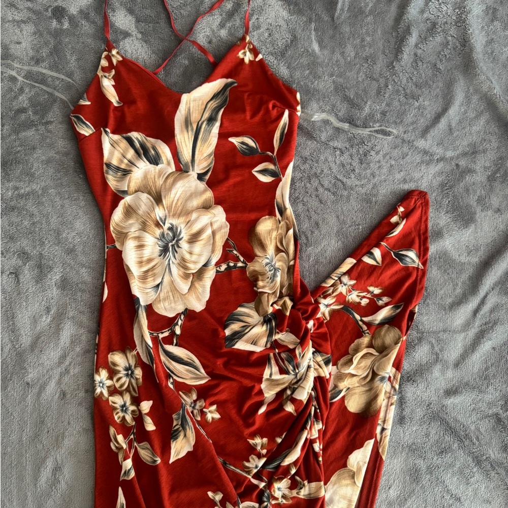 Windsor Red and Cream Floral Maxi Dress